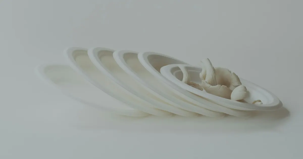 Stack of white disposable plates, the kind of item checked in a bagasse microwave safe test